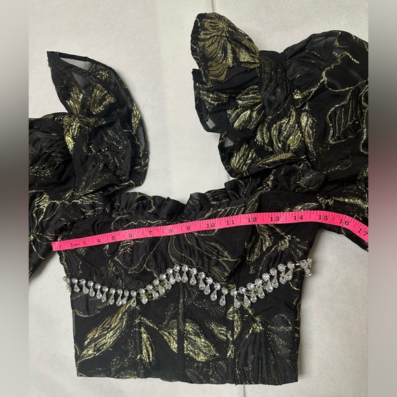 ASOS LUXE Curve jacquard sweetheart embellished top with long sleeves⭐️ - Picture 4 of 9